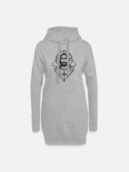 Jesus - Hoodie-Kleid - Grau meliert