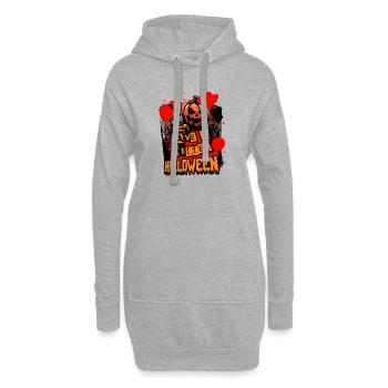 Citrouille d’Halloween tueuse - Sweat-shirt à capuche long Femme - gris chiné - Devant