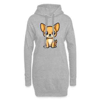 Chihuahua Chien Bande Dessinée Mignon - Sweat-shirt à capuche long Femme - gris chiné - Devant