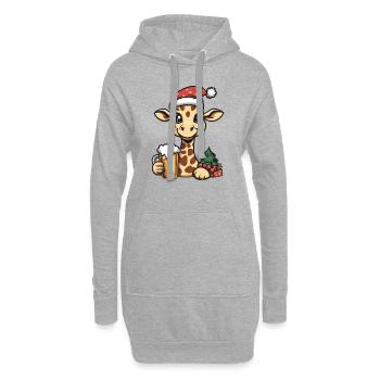 Giraffe Weihnachten Bier - Hoodie-Kleid - Grau meliert - Vorne