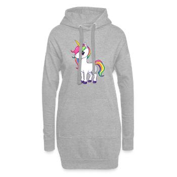 Illustration fantastique de licorne arc-en-ciel - Sweat-shirt à capuche long Femme - gris chiné - Devant