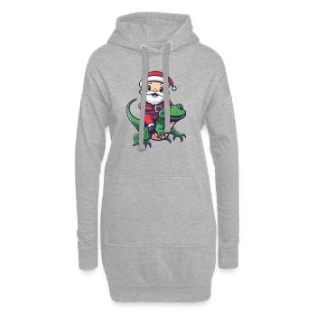 Lézard Père Noël Dessin animé - Sweat-shirt à capuche long Femme - gris chiné - Devant