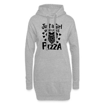 Just a girl how loves Pizza - Hoodie-Kleid - Grau meliert - Vorne