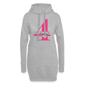 Ziffer Vier 4 mit Herz - Hoodie-Kleid - Grau meliert - Vorne