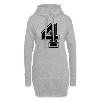 4, quatre, quatre, nombre, nombre - Sweat-shirt à capuche long Femme - gris chiné - Devant