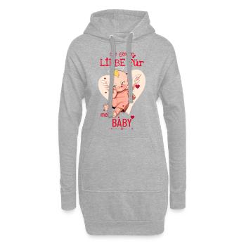 Die Ganze Liebe Für Mein Baby - Hoodie-Kleid - Grau meliert - Vorne