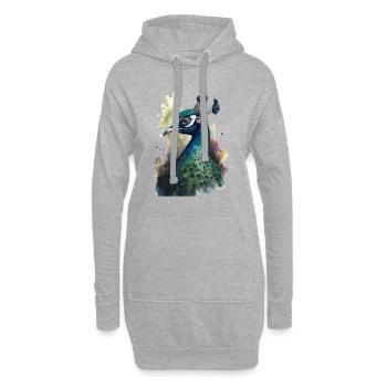Pfau Wasserfarben Malerei - Hoodie-Kleid - Grau meliert - Vorne