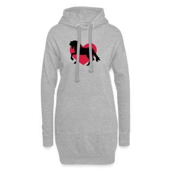 chevaux - Sweat-shirt à capuche long Femme - gris chiné - Devant
