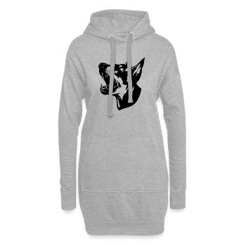 CHIEN - Sweat-shirt à capuche long Femme - gris chiné - Devant