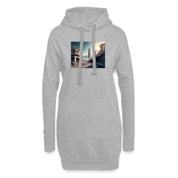 Erdbeben-Überlebende im Weltraum - Futuristisches - Hoodie-Kleid - Grau meliert - Vorne