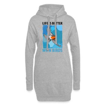 Observation des oiseaux Oiseaux Observation des oiseaux Oiseaux - Sweat-shirt à capuche long Femme - gris chiné - Devant