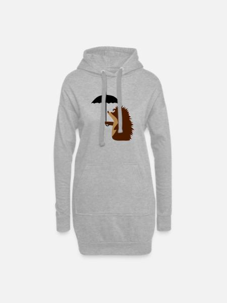 Igel mit Schirm - Hoodie-Kleid - Grau meliert