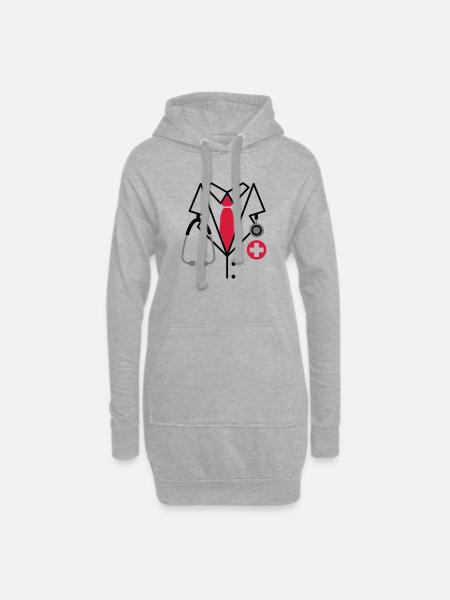 Doctor, Doctor Costume - Hoodie Dress - heather grey
