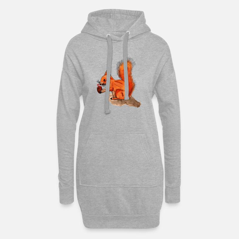 Eichhörnchen mit Geschenk - Hoodie-Kleid - Grau meliert