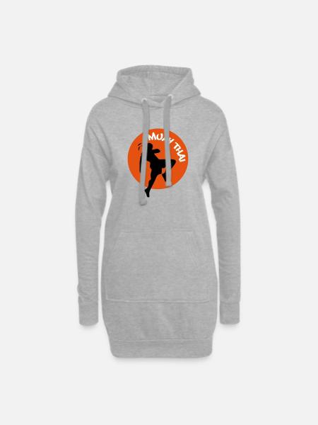 muay5 - Hoodie-Kleid - Grau meliert
