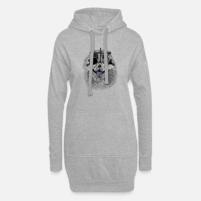 Augenoptiker Hund mit Messbrille - Hoodie-Kleid - Grau meliert