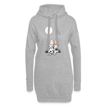 Romantisches Kuh Sternbild - Hoodie-Kleid - Grau meliert - Vorne