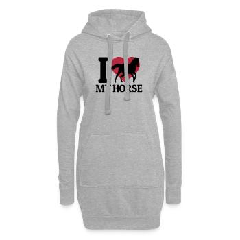 I love my horse - Sweat-shirt à capuche long Femme - gris chiné - Devant