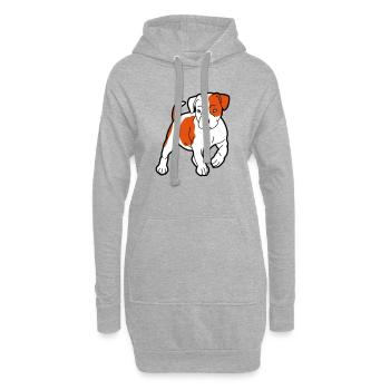 Orangener Hund Cartoon Muster - Hoodie-Kleid - Grau meliert - Vorne