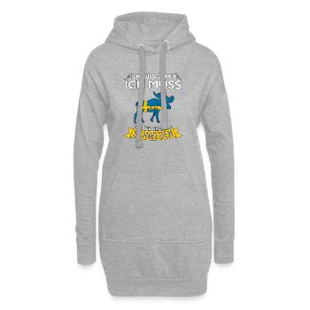 Ich muss nur nach Schweden Spruch Elch - Hoodie-Kleid - Grau meliert - Vorne