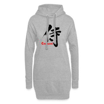 Samouraï en écriture kanji japonaise - Sweat-shirt à capuche long Femme - gris chiné - Devant