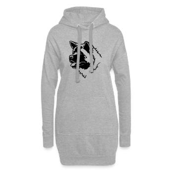 American Akita Tête - Sweat-shirt à capuche long Femme - gris chiné - Devant