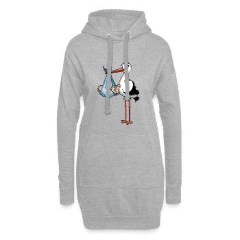 Der Storch und der kleine Junge - Hoodie-Kleid - Grau meliert - Vorne