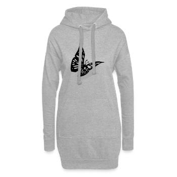 Papillon 3D - Sweat-shirt à capuche long Femme - gris chiné - Devant