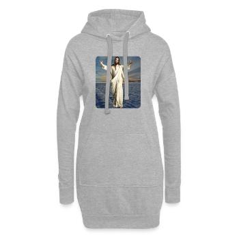Figure de Jésus Hiver - Sweat-shirt à capuche long Femme - gris chiné - Devant