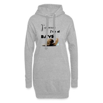J'avoue - Sweat-shirt à capuche long Femme - gris chiné - Devant