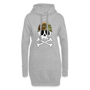 Crâne de militaire - Sweat-shirt à capuche long Femme - gris chiné - Devant