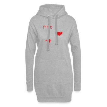 Je vais bien, éclaboussures de sang - Sweat-shirt à capuche long Femme - gris chiné - Devant