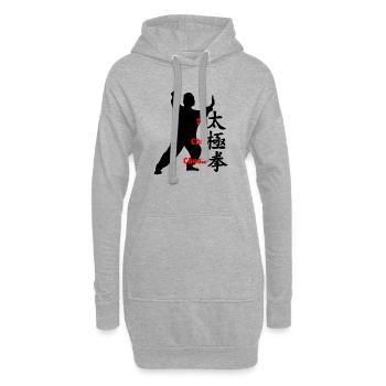 Taichi Chuan des signes chinois et texte - Sweat-shirt à capuche long Femme - gris chiné - Devant