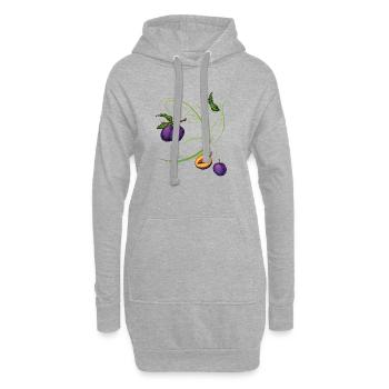 Pruneaux, fruits - Sweat-shirt à capuche long Femme - gris chiné - Devant