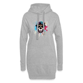 Rue urbaine Skull et Splash - Sweat-shirt à capuche long Femme - gris chiné - Devant