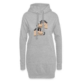Pferd Pferde - Hoodie-Kleid - Grau meliert - Vorne