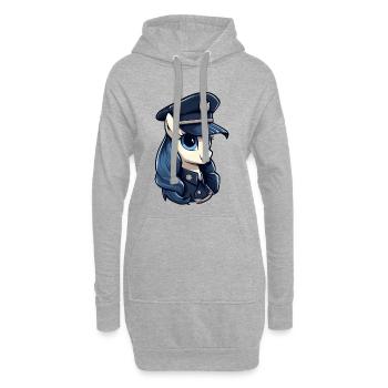 Poney Policière - Sweat-shirt à capuche long Femme - gris chiné - Devant