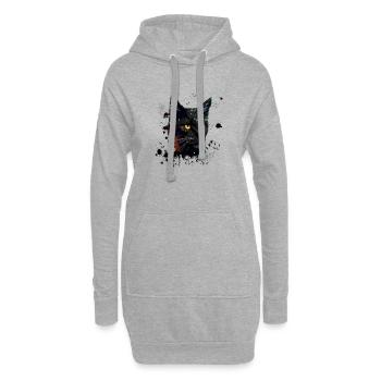 Aquarelle de chat - Sweat-shirt à capuche long Femme - gris chiné - Devant