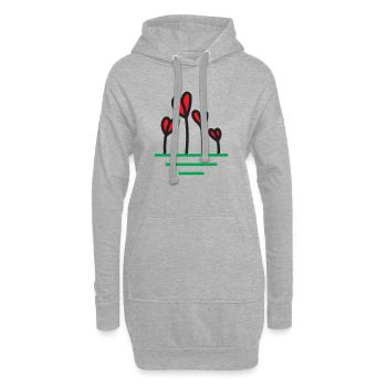 Herz sprießt in Blüte - Hoodie-Kleid - Grau meliert - Vorne