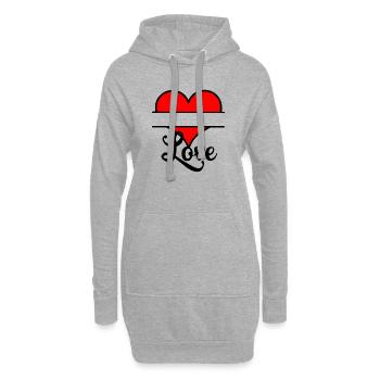 Coeur de logo avec espace de texte - Sweat-shirt à capuche long Femme - gris chiné - Devant