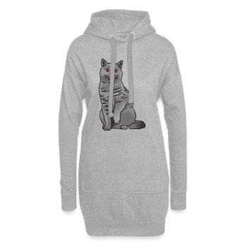 Britisch Kurzhaar Katze - Hoodie-Kleid - Grau meliert - Vorne