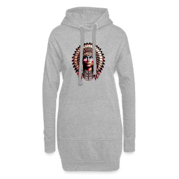 Amérindien Peau rouge d’Amérique - Sweat-shirt à capuche long Femme - gris chiné - Devant
