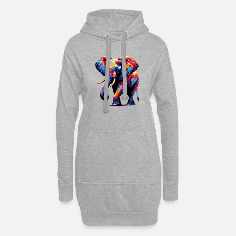 Elefant - Hoodie-Kleid - Grau meliert