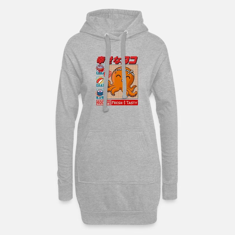 Happy Squid - Fresh & tasty - Hoodie-Kleid - Grau meliert