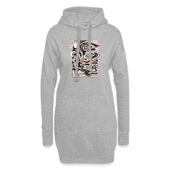 Surreales Linien-Gesichtsmuster - Hoodie-Kleid - Grau meliert - Vorne