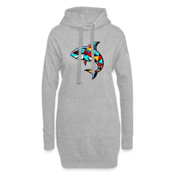 Harlekin-Hai - Hoodie-Kleid - Grau meliert - Vorne