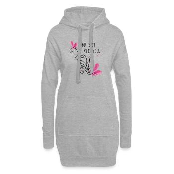 Du bist wundervoll, Blumenranke - Hoodie-Kleid - Grau meliert - Vorne