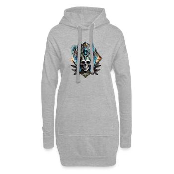 Totenkopf, der die mystische Aura verkörpert - Hoodie-Kleid - Grau meliert - Vorne