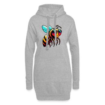 Abeille - Sweat-shirt à capuche long Femme - gris chiné - Devant