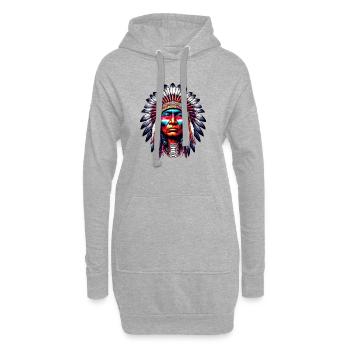 Amerikanisch, Indianer, Amerikaner - Hoodie-Kleid - Grau meliert - Vorne